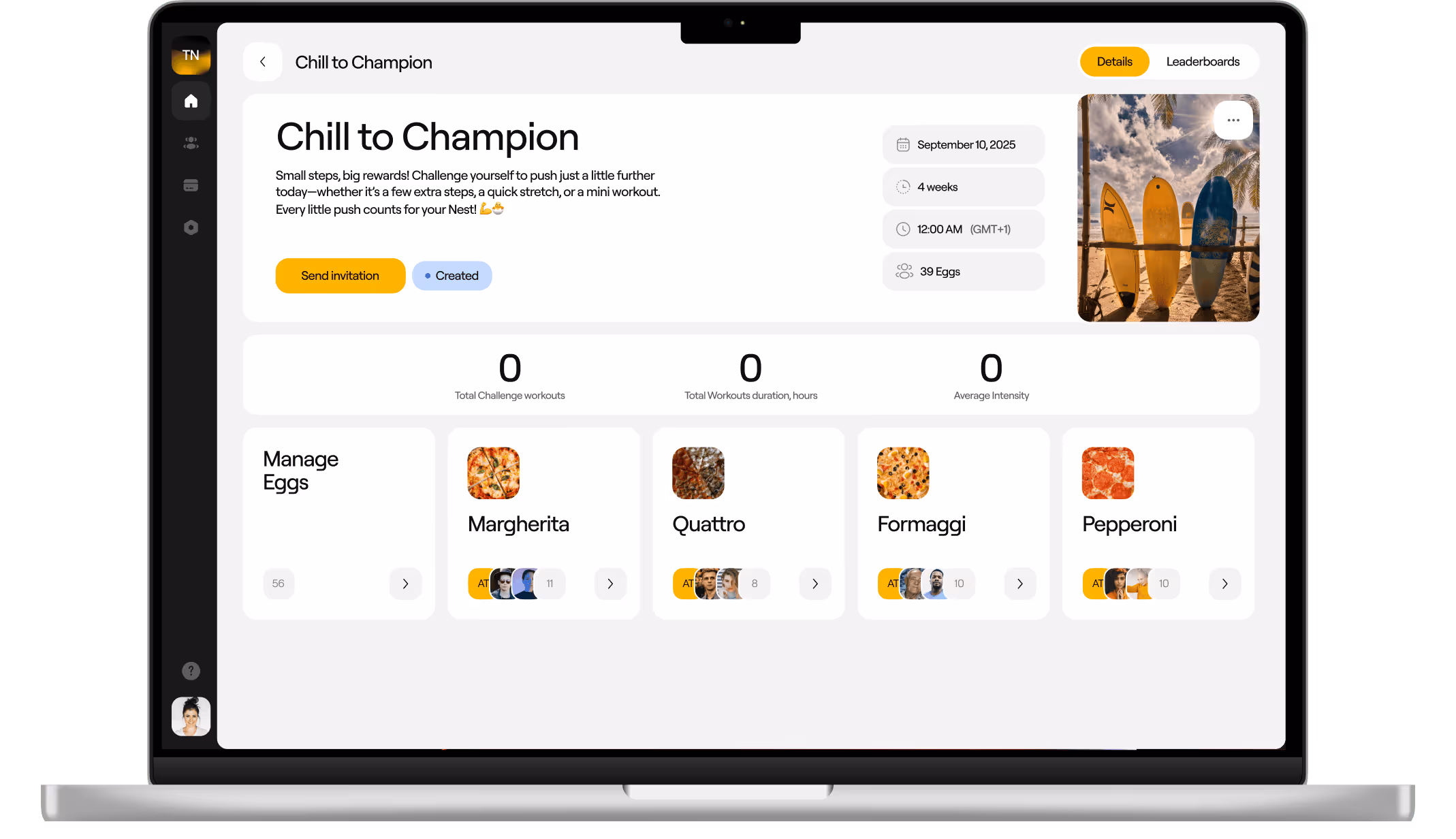NestEgg web app screen