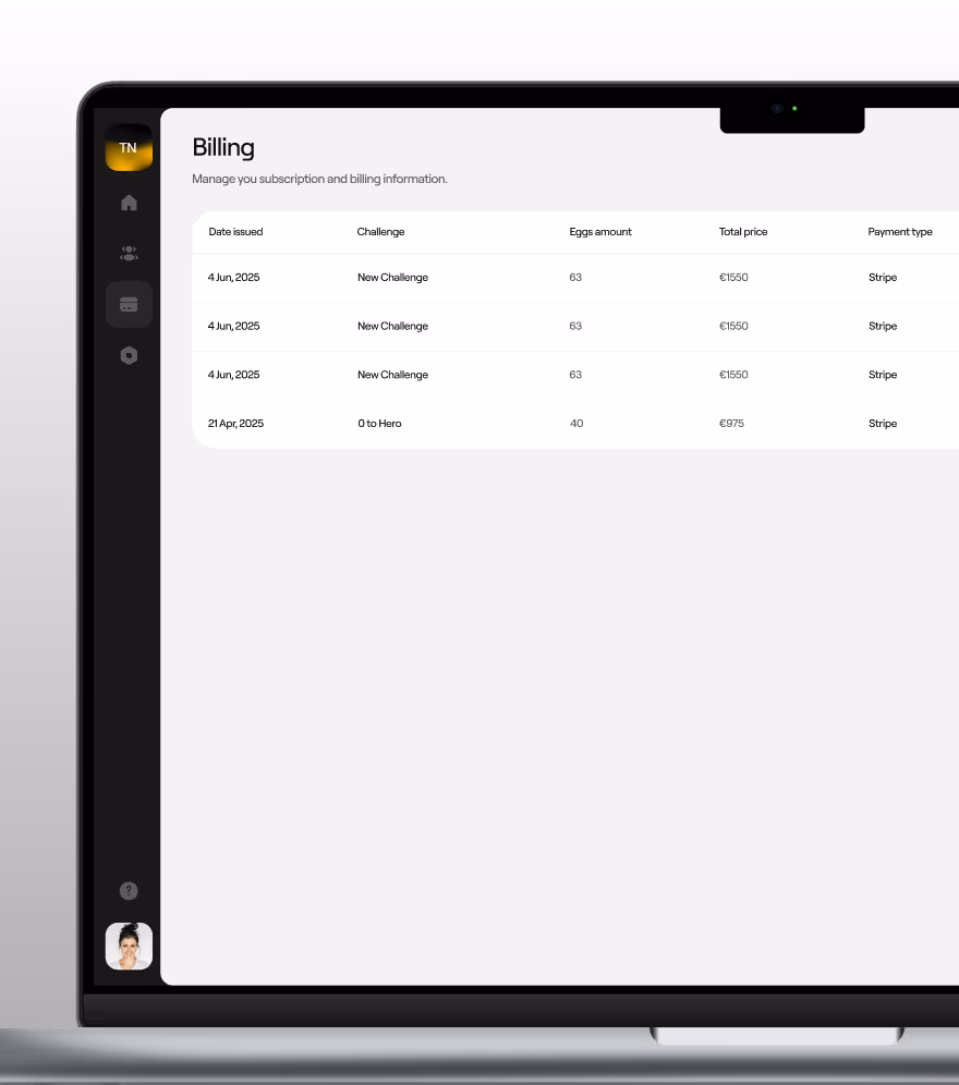 NestEgg web app screen